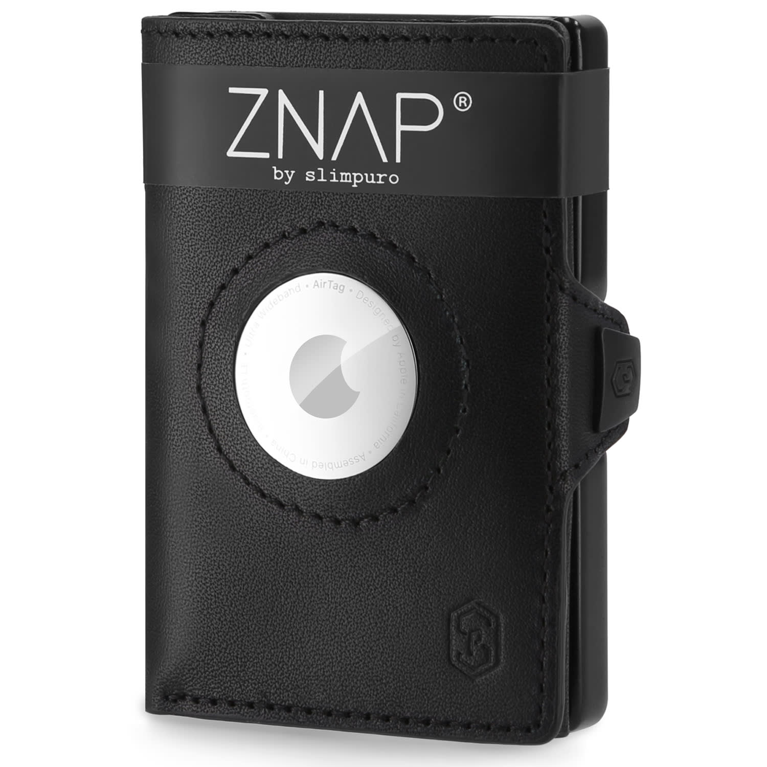 Slimpuro ZNAP Airtag Wallet, 8 karet, přihrádka na mince, 8,9 x 1,5 x 6,3 cm (Š x V x H), ochrana RFID