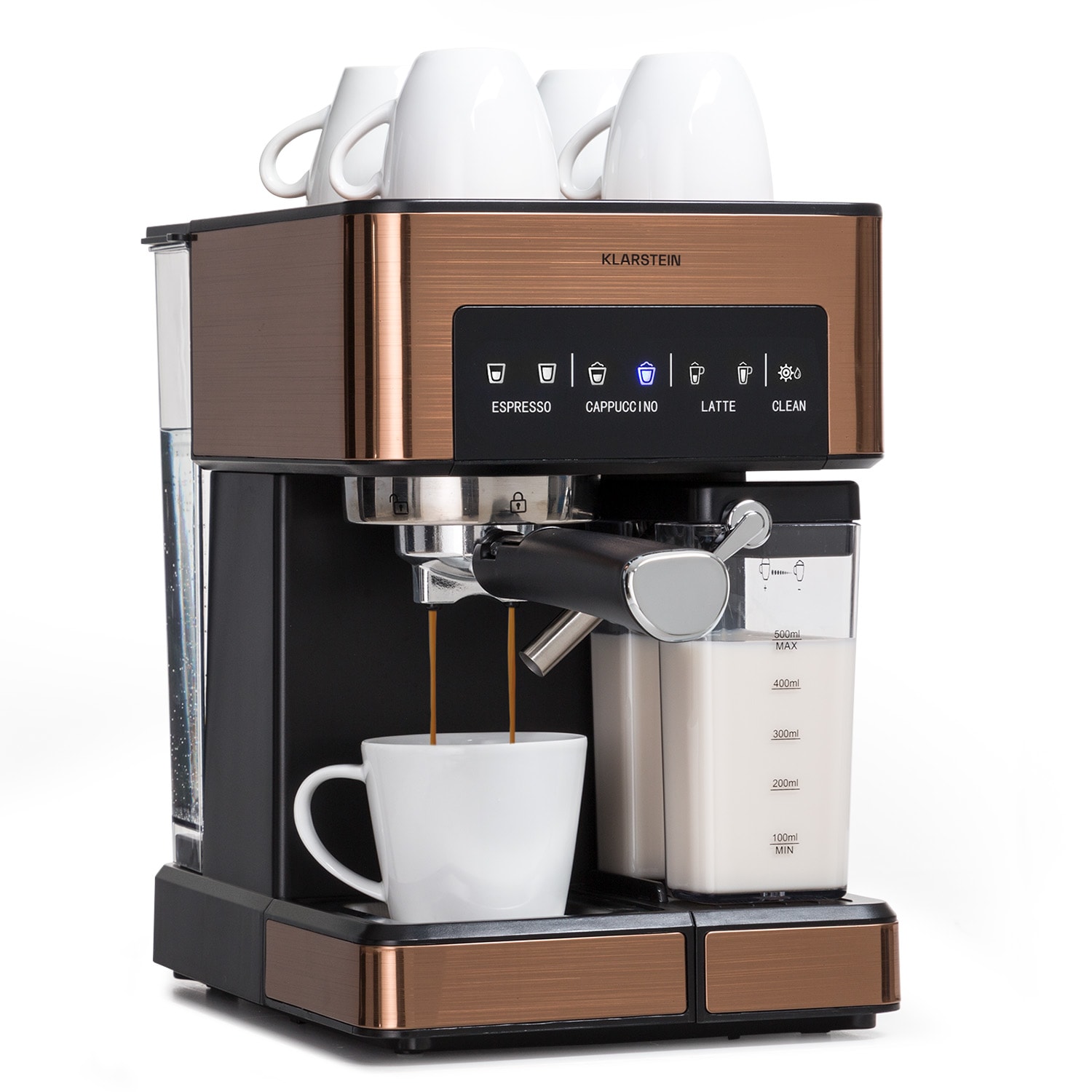 Klarstein Arabica Comfort, espresso kávovar, 1350 W, 20 bar, 1,8 l, dotykový displej