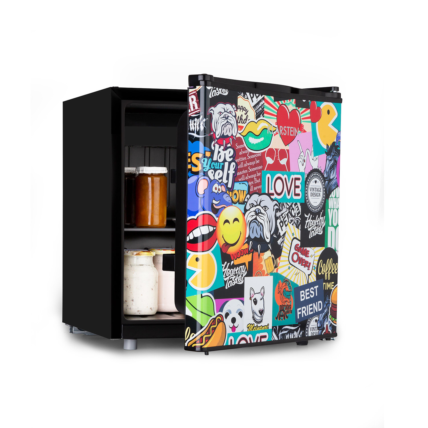 E-shop Klarstein Cool Vibe 46+, chladnička, 46 l, 1 polica, Stickerbomb style