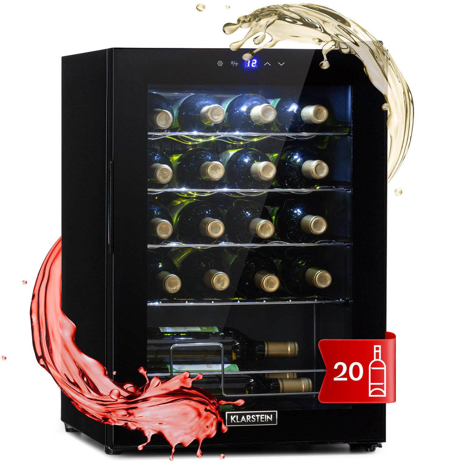 Levně Klarstein Shiraz 20 Uno, vinotéka, 53 l/20 lahví, 5-18 °C, dotykové ovládání