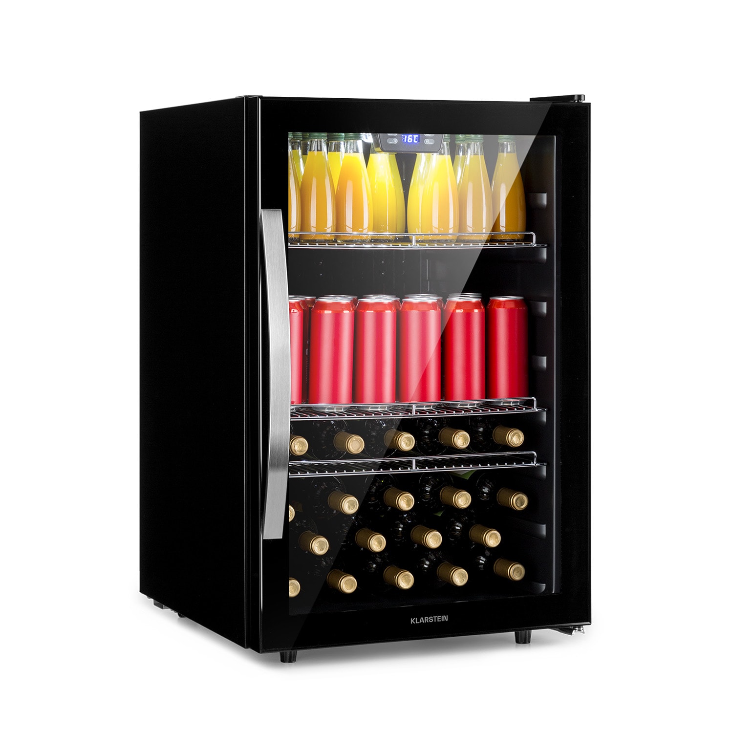 Klarstein Beersafe 5XL Nevera 148 litros 3 estantes puerta panorámica de cristal acero inoxidable