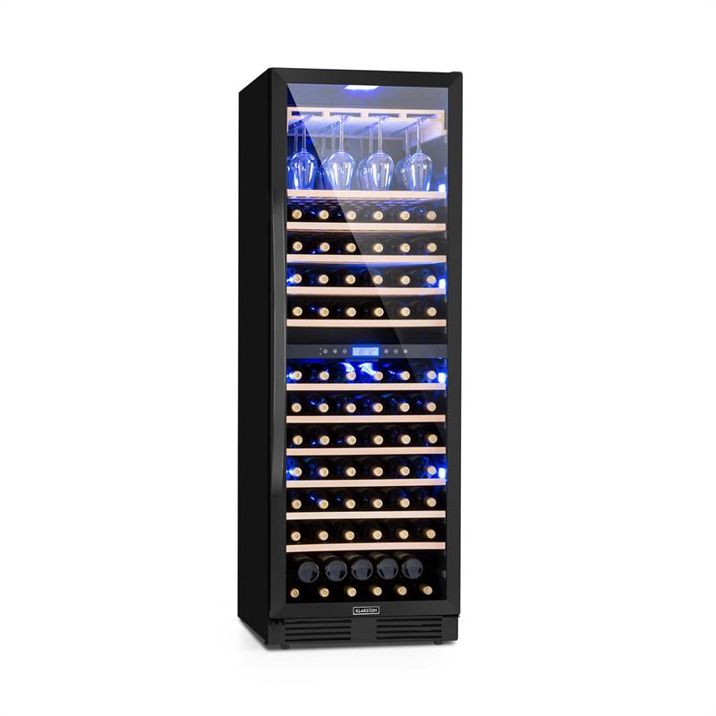 E-shop Klarstein Vinovilla Onyx Grande Duo, vinotéka, 425 l, 165 fliaš, 3-farebné LED osvetlenie, čierna