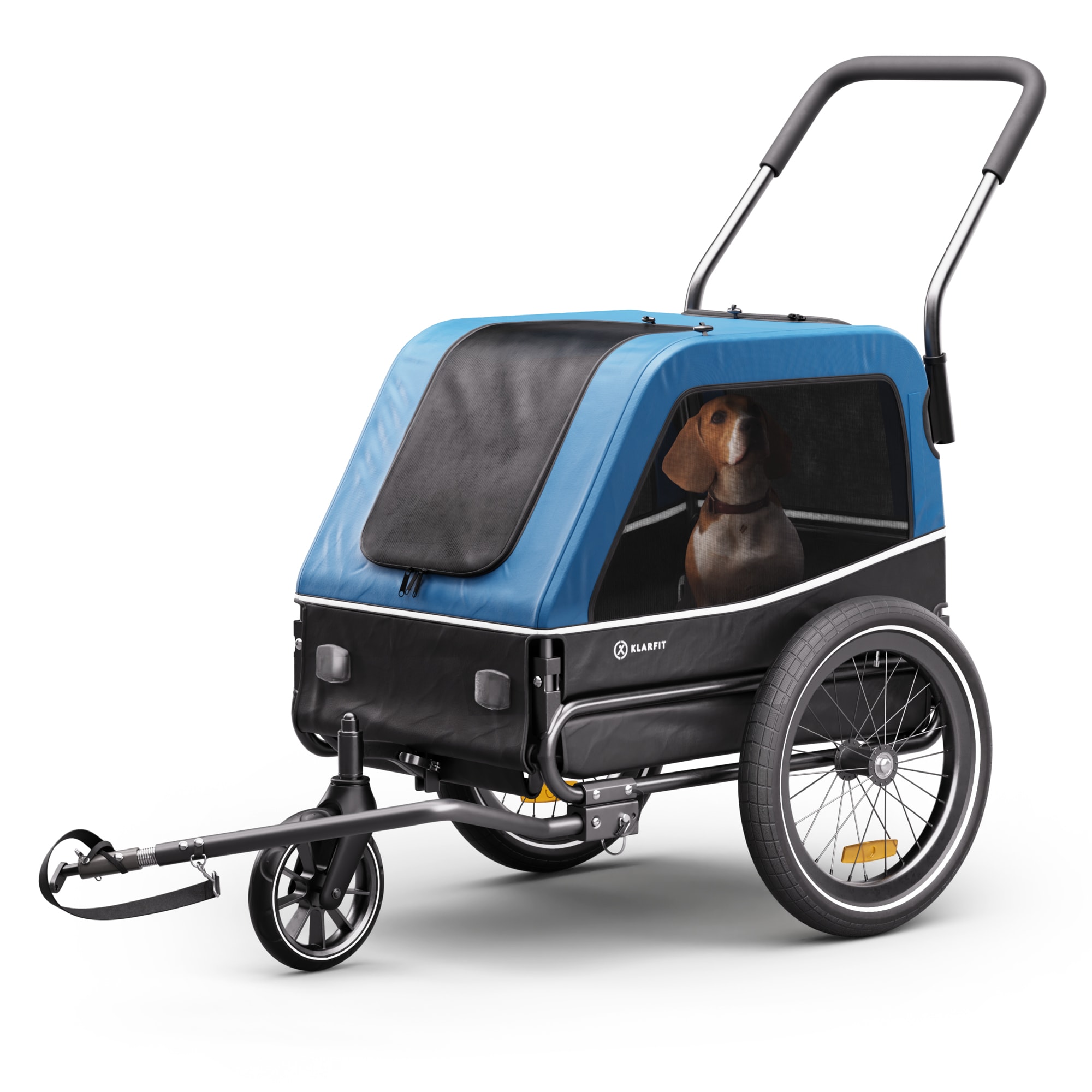 KLARFIT Goldie S Hybrid, kerékpár utánfutó kutyáknak, kis/közepes méretű kutyáknak, poliészter háló