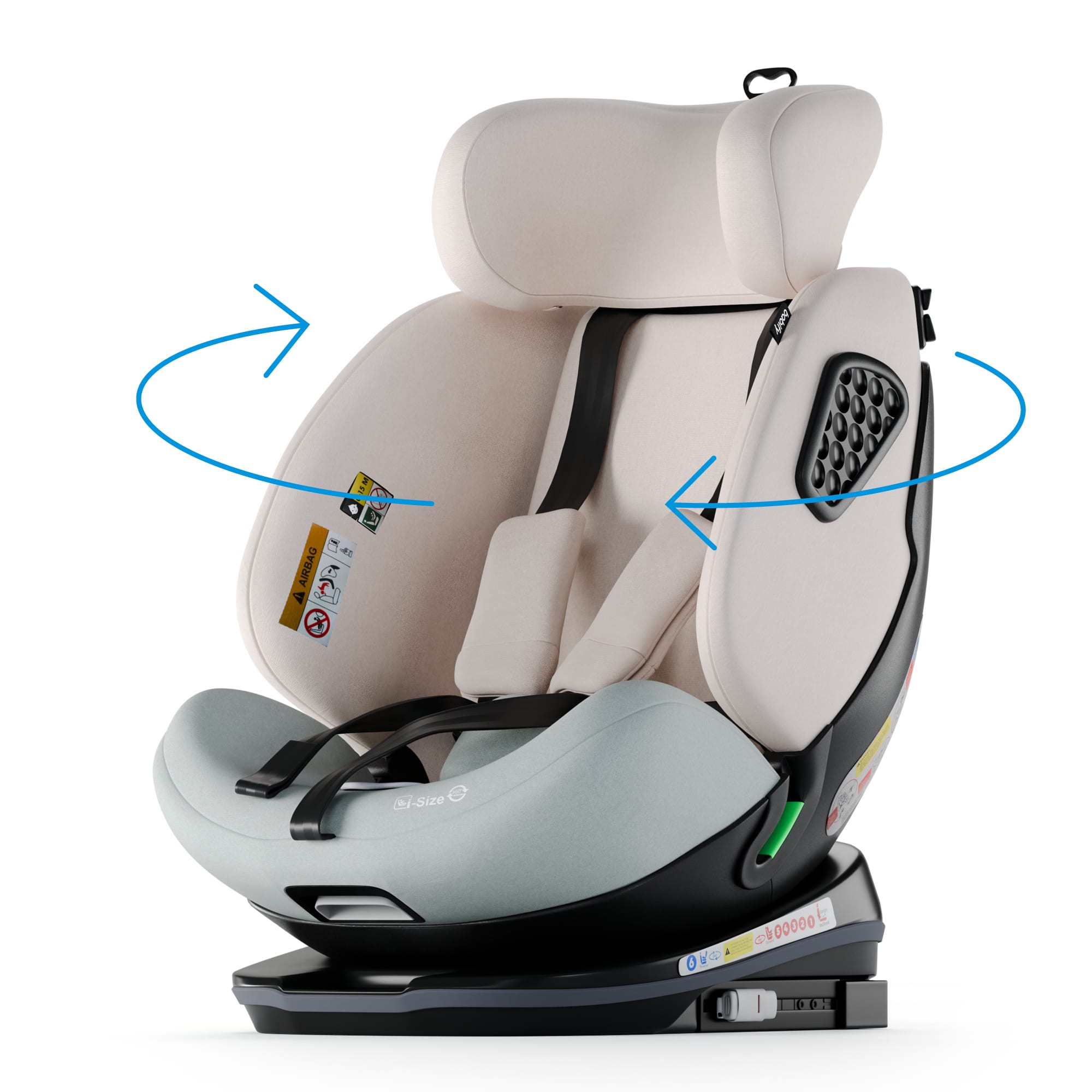 Babify onboard 360°, detská autosedačka, 40 – 150 cm, isofix, 3-bodový a 5-bodový systém bezpečnostných pásov, ece r129