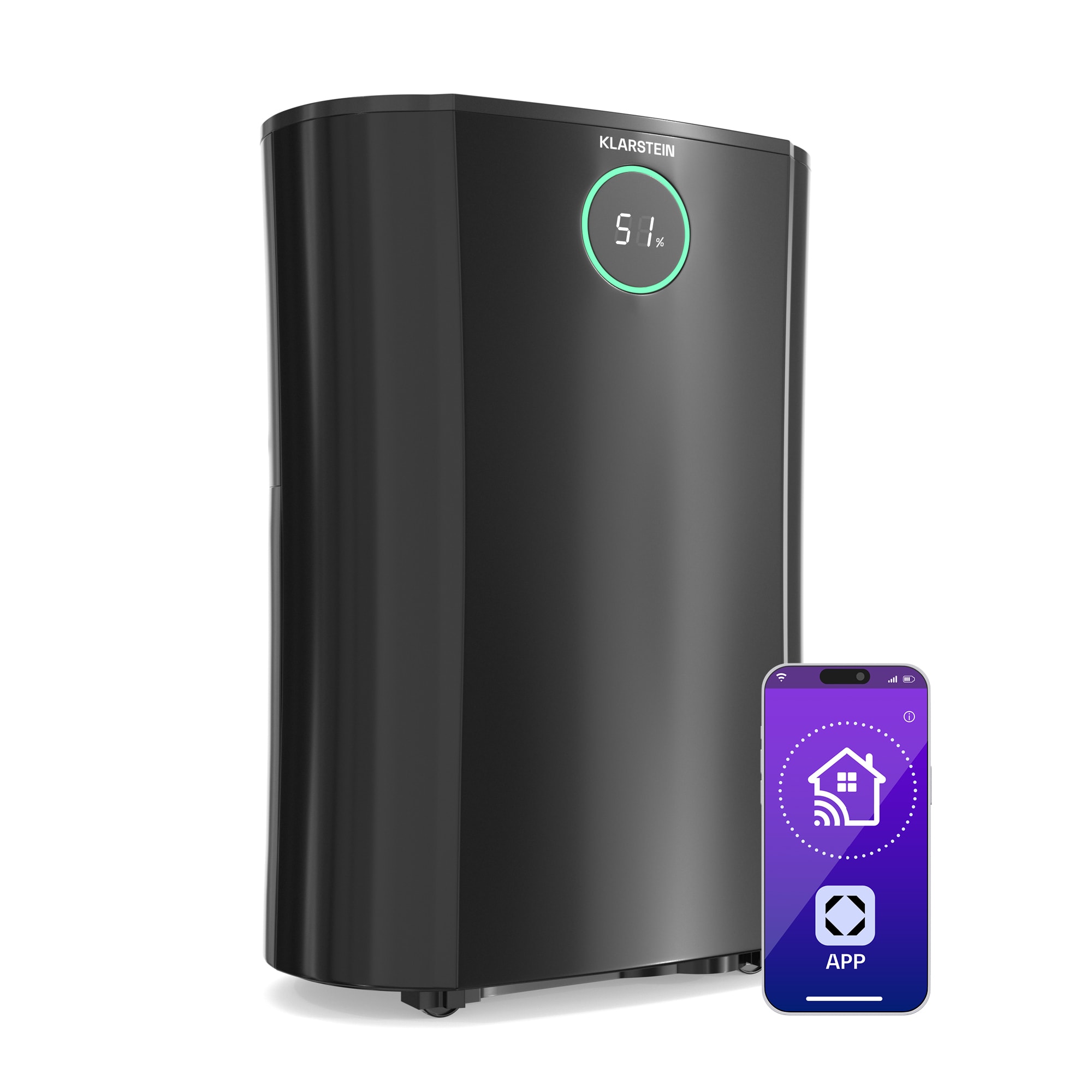 Klarstein DryFy ProConnect 16L odvlhčovač vzduchu, 16 l/deň, 24 m², WiFi, Aplikácia, LED indikátor, 24-hodinový časovač