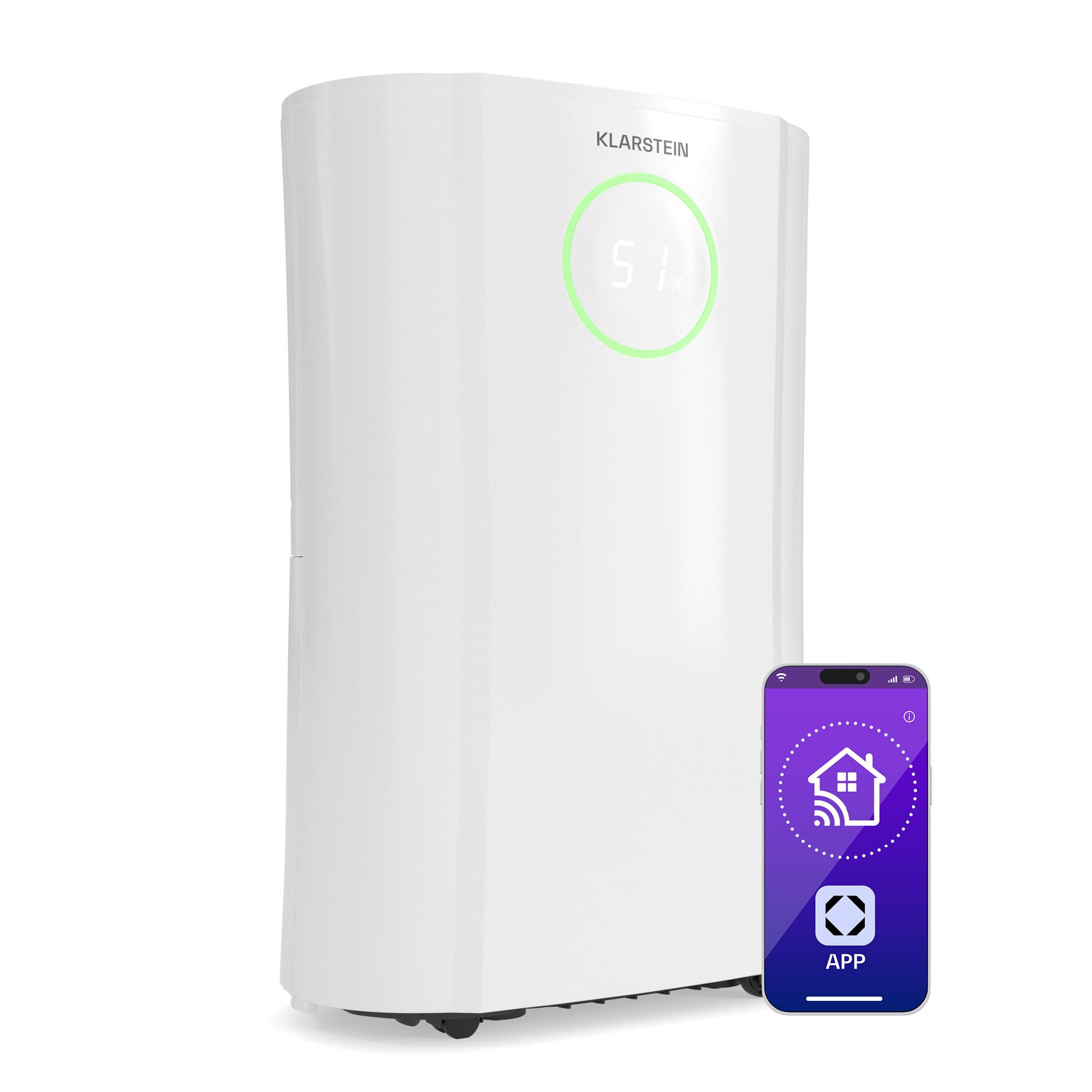 Klarstein DryFy ProConnect 24L odvlhčovač vzduchu, 24 l/deň, 36 m², WiFi, Aplikácia, LED indikátor, 24-hodinový časovač