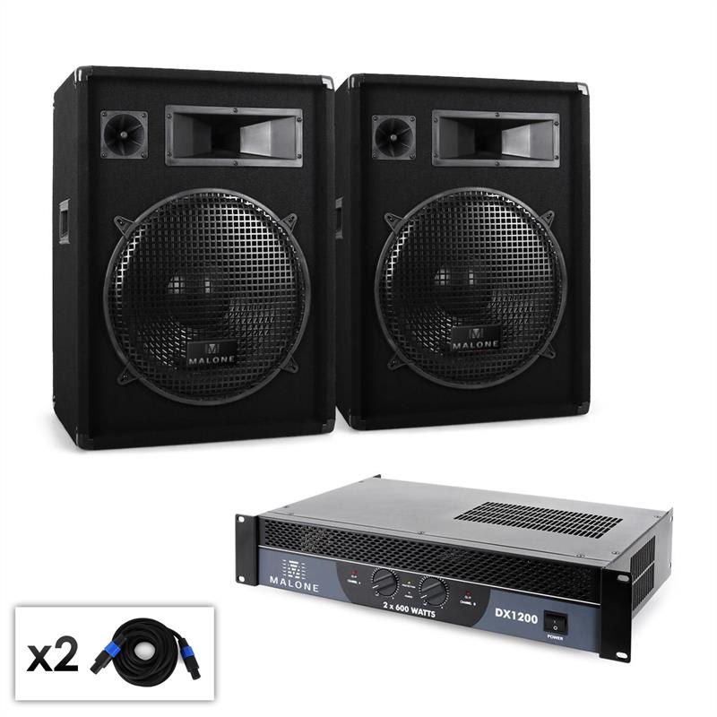 Levně DJ PA set Malone 2.0 „Boom“ se zesilovačem, 2x repro, 1200 W