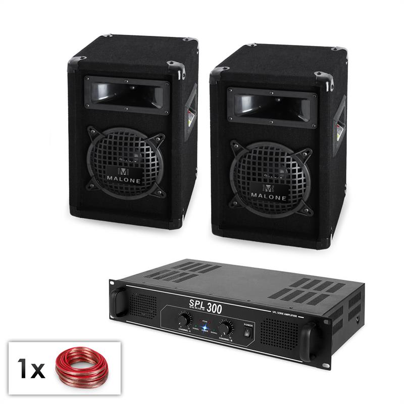 Malone spl pa szett, 2x subwoofer hangfal 6,5" (16,5cm), erősítő 300w