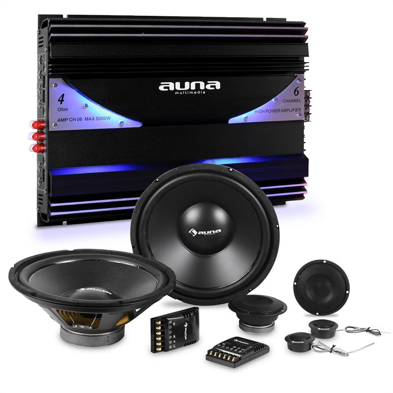 Levně Auna CS Comp 10, HiFi sestava do auta, kompletní sada reproduktorů / 6kanálový koncový zesilovač