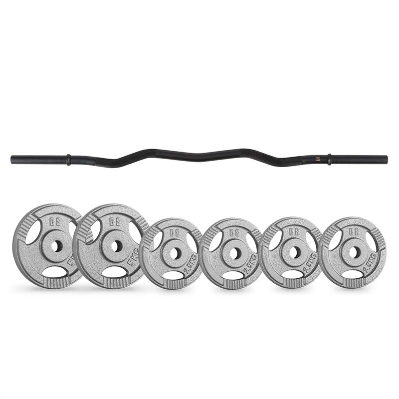 Capital sports curlbar-set, súlytárcsák, 20 kg, 6 súlytárcsa, fekete