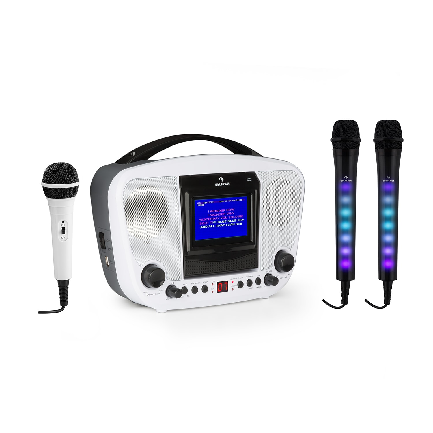 Auna karabanga karaoke rendszer + dazzl mikrofon szett, bluetooth, tft kijelző