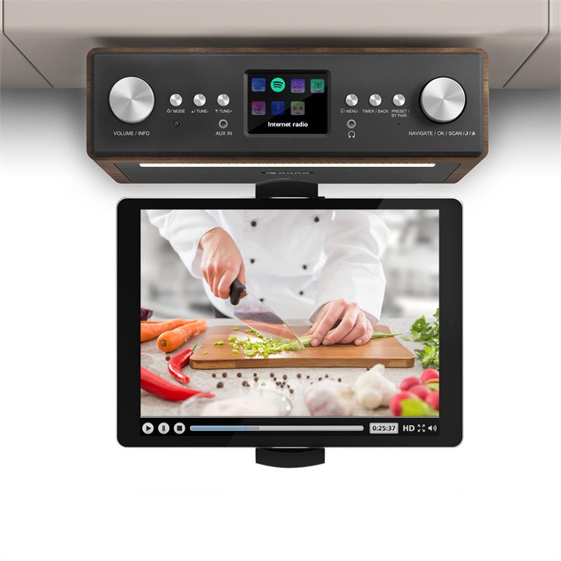 Auna connect soundchef, kuchynské rádio s držiakom na tablet, set, dab+, fm, 2x3", orech