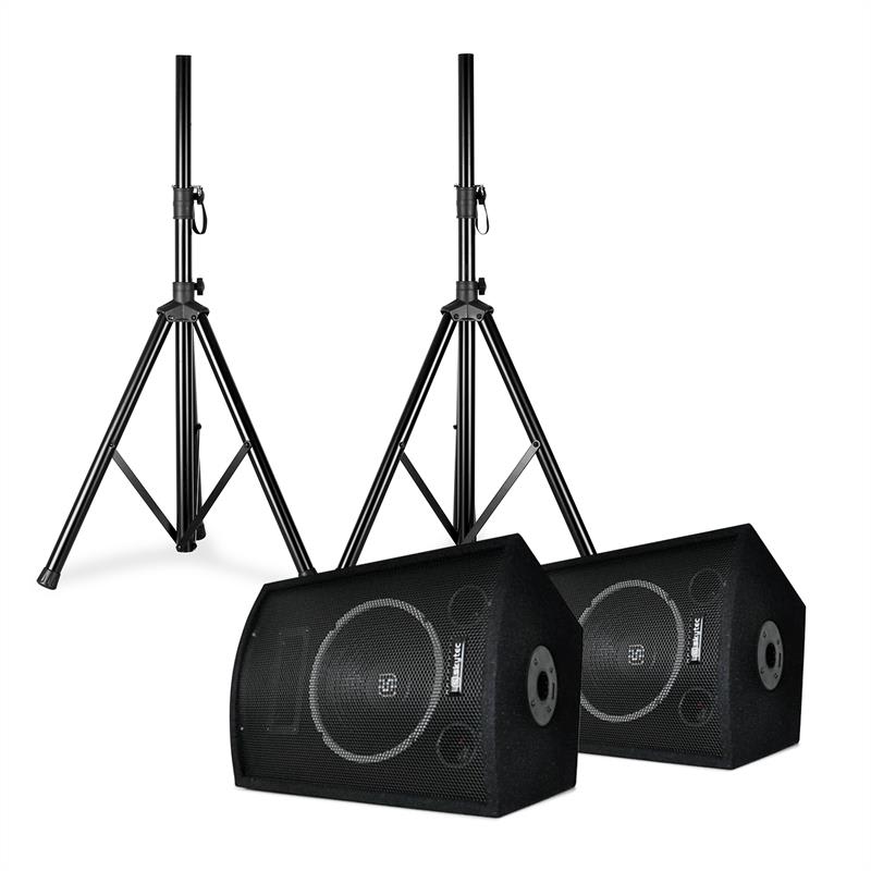 Skytec SL10, pár disko reproduktorů se stativy, 10" woofer, 250 W max., 2x stativ + taška