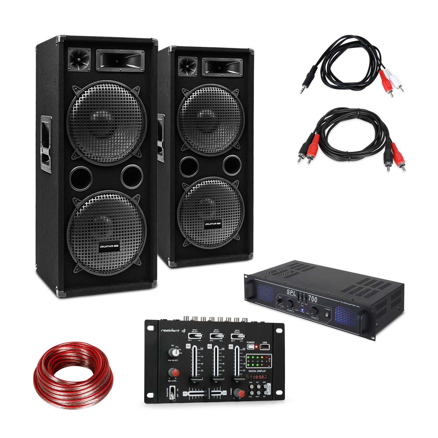 Levně Skytec SPL700EQ zesilovač + 2 x reproduktor, BT mixážní pult