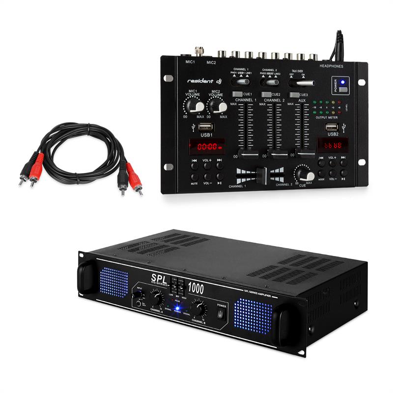 E-shop Skytec SPL1000EQ, sada PA zosilňovač, mixážny pult Resident DJ 22BT 2CH