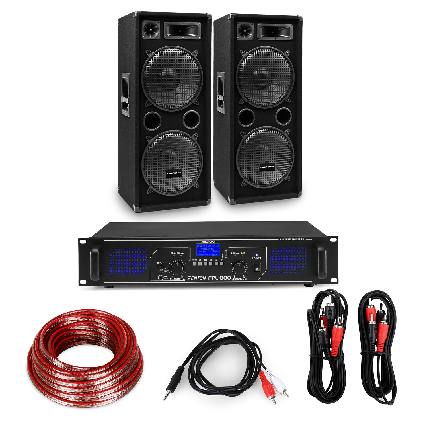 Electronic-Star Amplificator HiFi și set de boxe, amplificator 2 x 500 W , 2 x boxe 12 