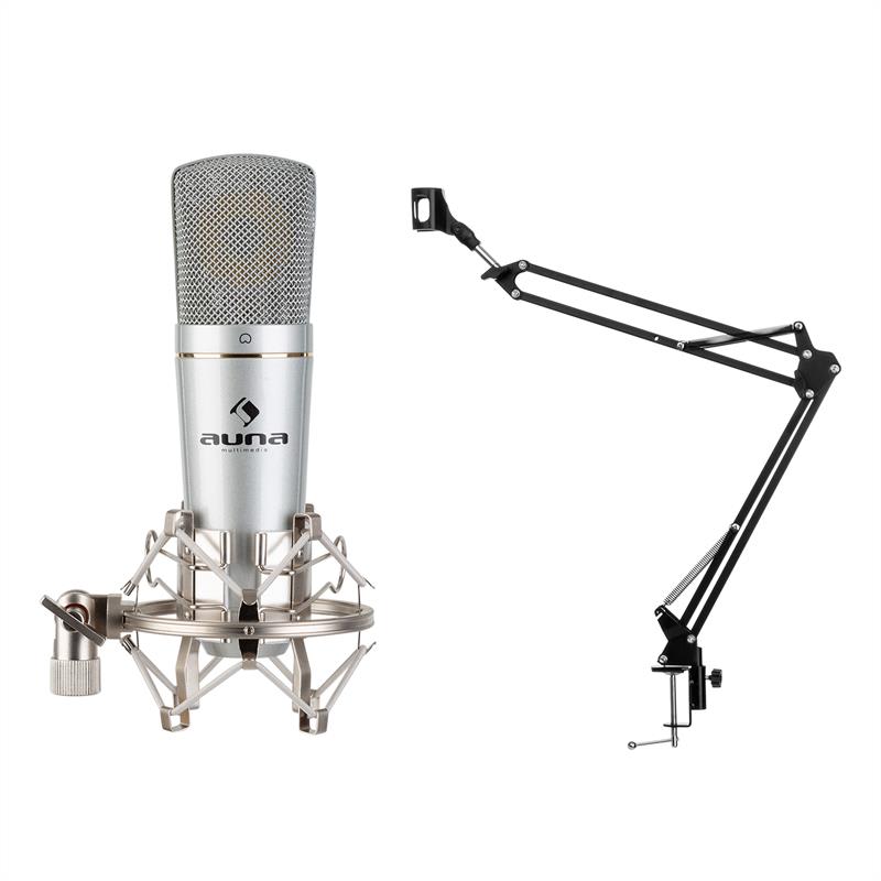 Auna MIC-920, USB, mikrofonní set, V3, kondenzátorový mikrofon, otočné rameno, ochranná taška