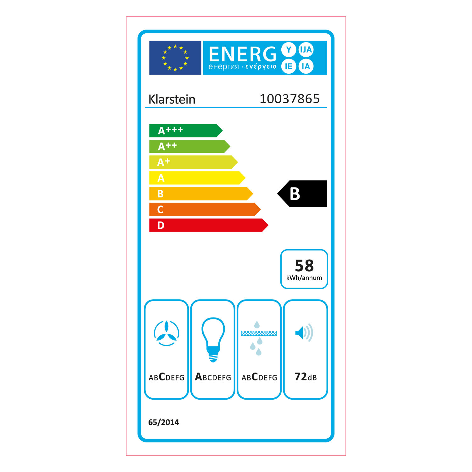 Zugspitze 90 Hotte aspirante murale 65W 330 m³/h LED classe B 90 cm