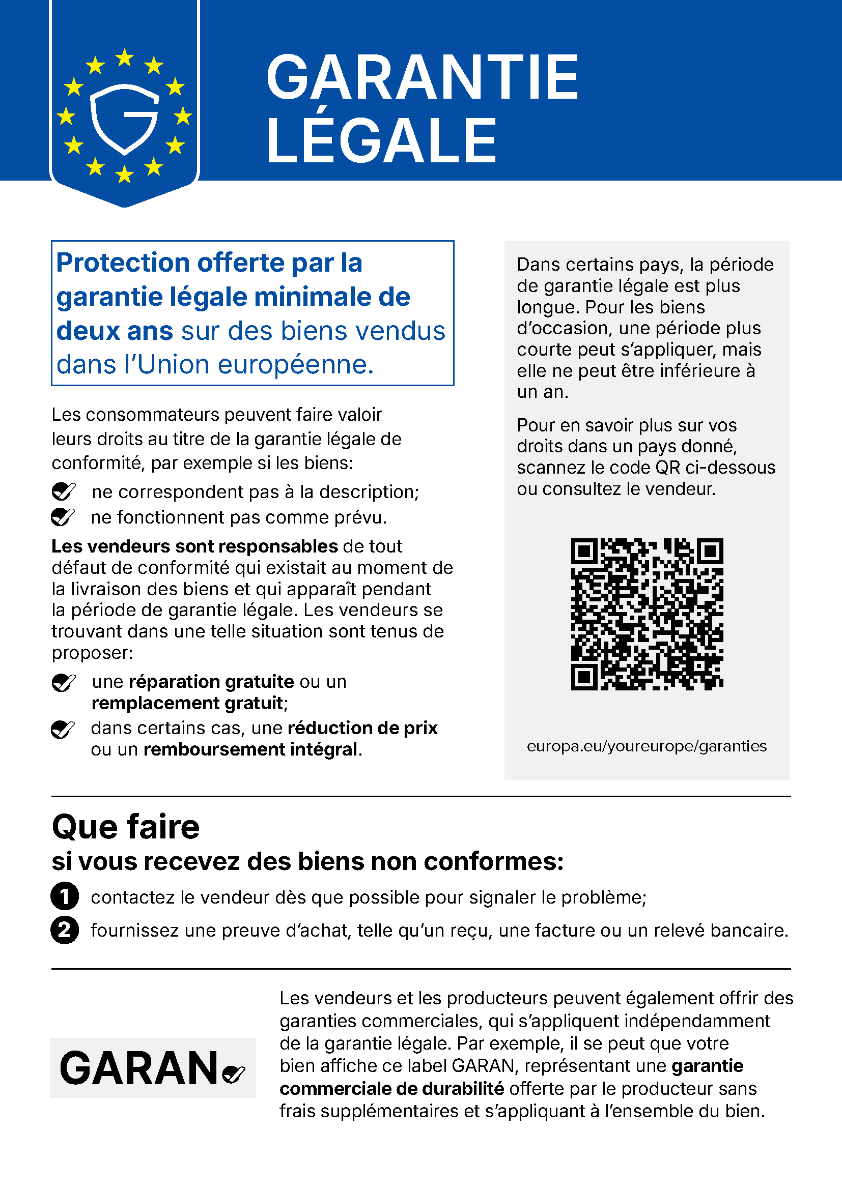 Avis de garantie légale Klarstein