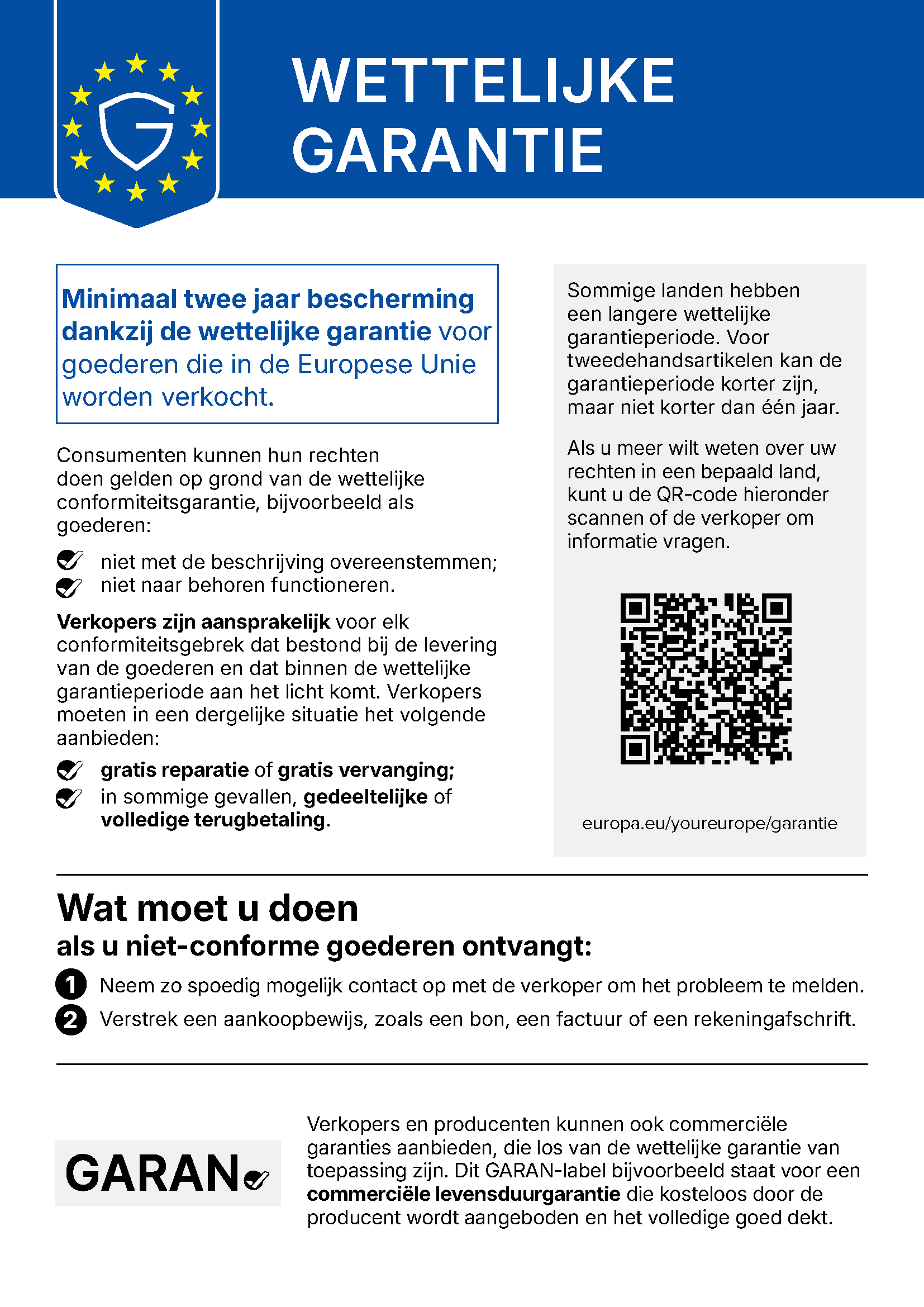Wettelijke garantiemelding Klarstein