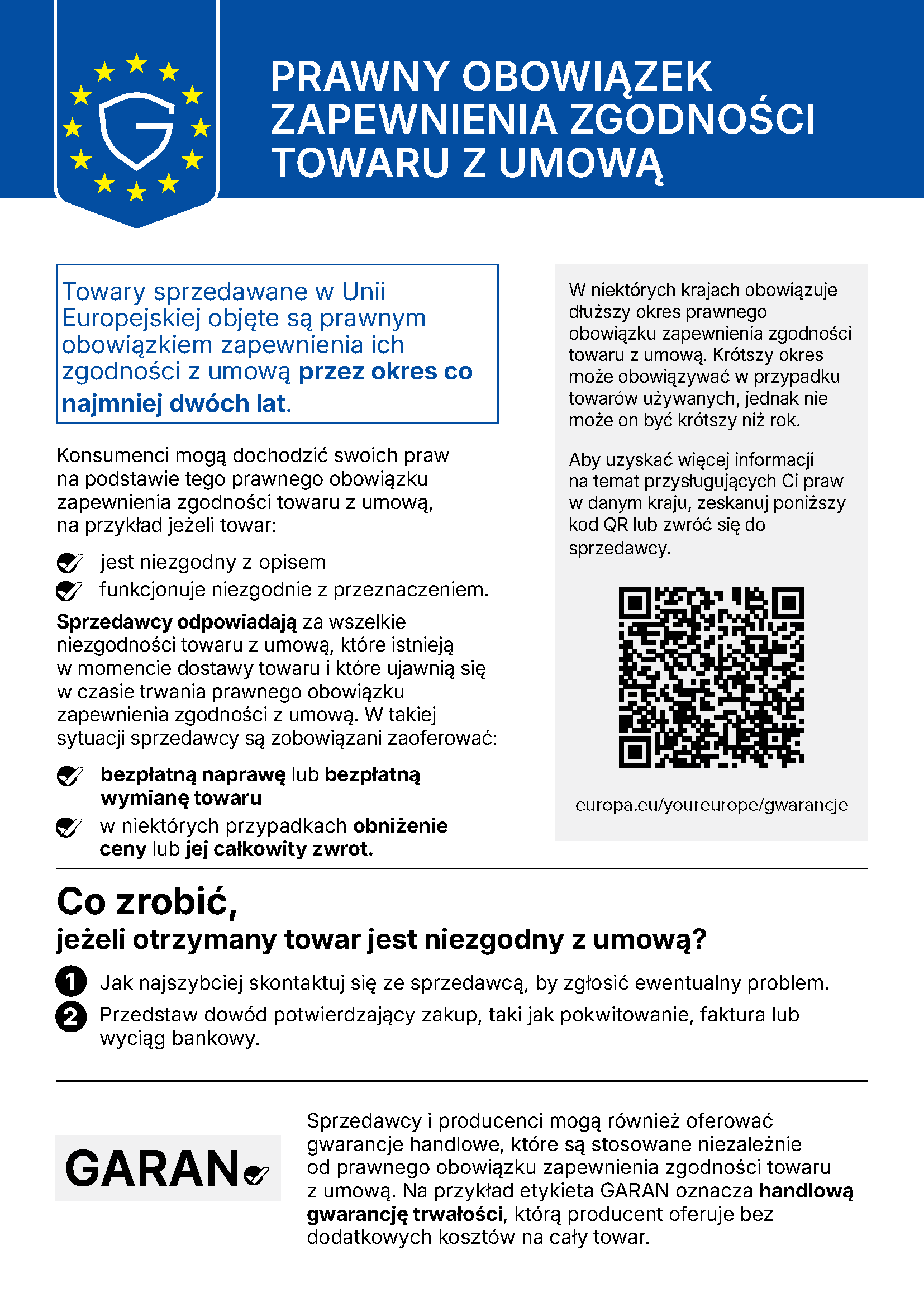 Ustawowe powiadomienie gwarancyjne Klarstein