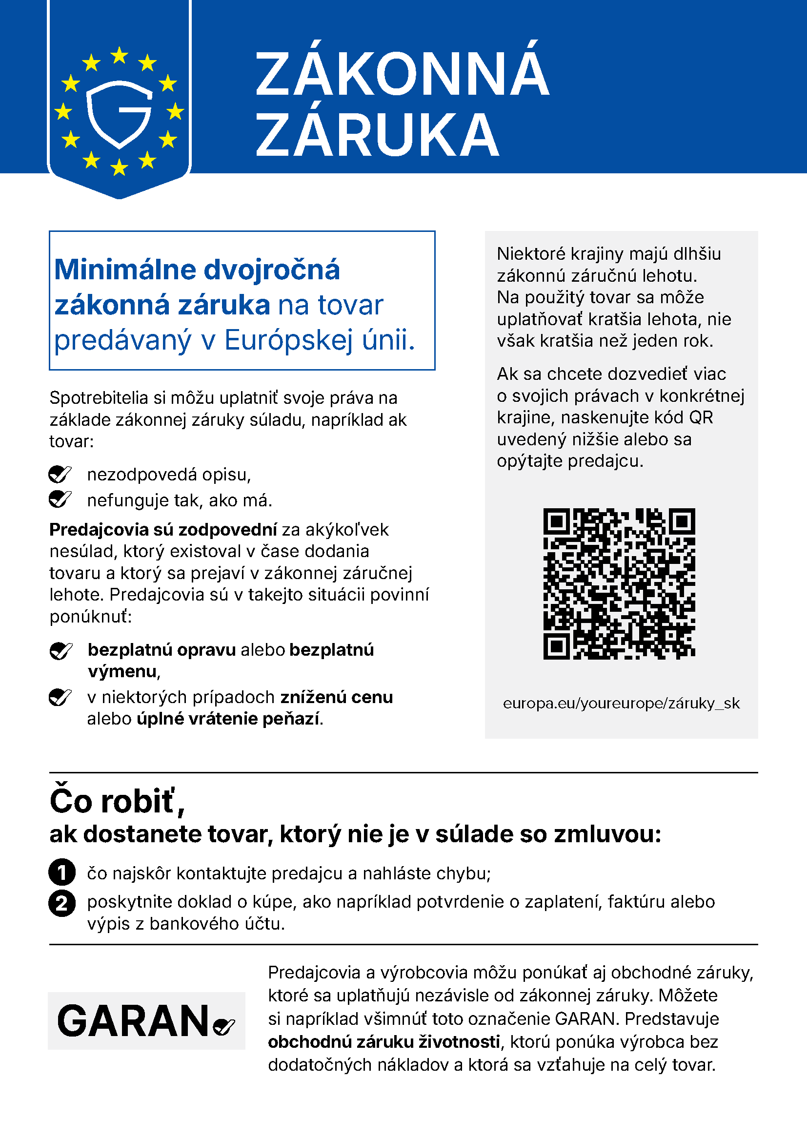 Zákonné upozornenie na záruku Blumfeldt a Klarstein