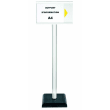 Poteau PVC 0.90 m blanc sur socle avec support info A4 photo du produit image_1 S