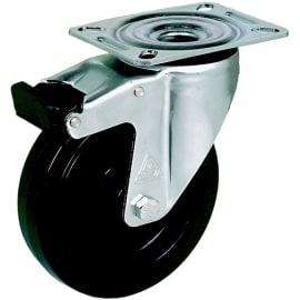 Roulette caoutchouc Ø 100 mm platine pivot frein photo du produit