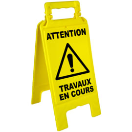 Chevalet signalisation jaune attention travaux en cours photo du produit