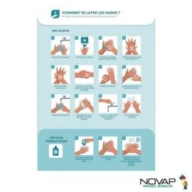 Panneau " Comment se laver les mains " photo du produit