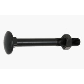 Boulon tête ronde collet carré - Acier zingué noir photo du produit