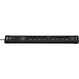 Multiprise PREMIUM+ 8 prises +2 USB noir avec parasurtenseur photo du produit