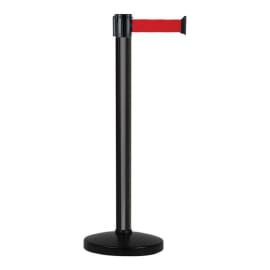 Poteau aluminium noir à sangle Rouge sur socle portable photo du produit