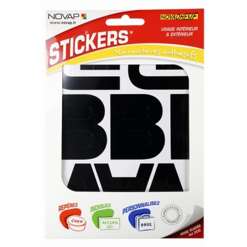 Lettres NOVADHESIF autocollantes 60 mm noir photo du produit image_1 L