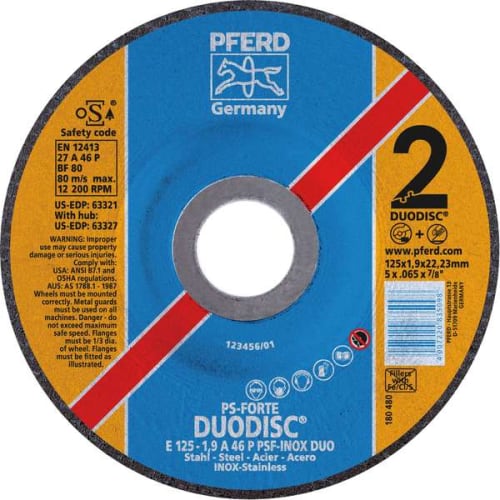 Disque à ébarber PS-FORTE E 125-1,9 A46P PSF-INOX DUO/22,23 photo du produit image_1 L