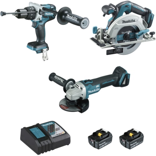 Perceuse DHP481 + Meuleuse DGA506 + Scie circ DHS680 18V 5Ah photo du produit image_1 L