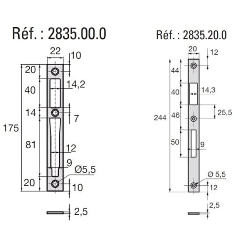 Gâche plate inox 244 mm 2,5 mm 20 mm photo du produit image_2 L