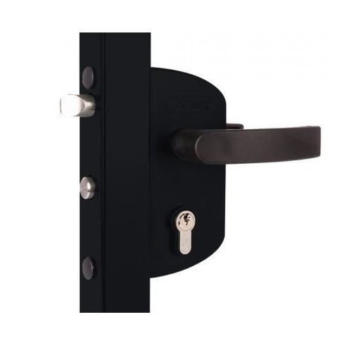 Serrure polyamide pour portillon de jardin noir 9005 photo du produit image_1 L