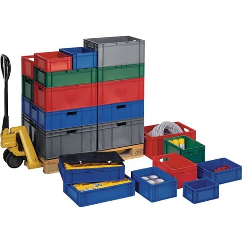 Conteneur transport gerbables L800xl600xH320mm bleu PP photo du produit image_1 L