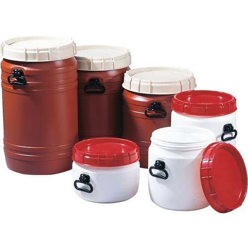 Tonnelet cylindrique 26 l blanc avec couvercle rouge photo du produit image_1 L