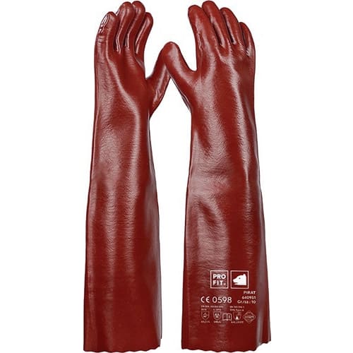 Gants protection ctre produits chimiques Pirat T10 rouge-brn photo du produit image_1 L