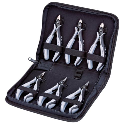 Trousse de pinces électroniques bi-matière ESD bleues photo du produit image_1 L