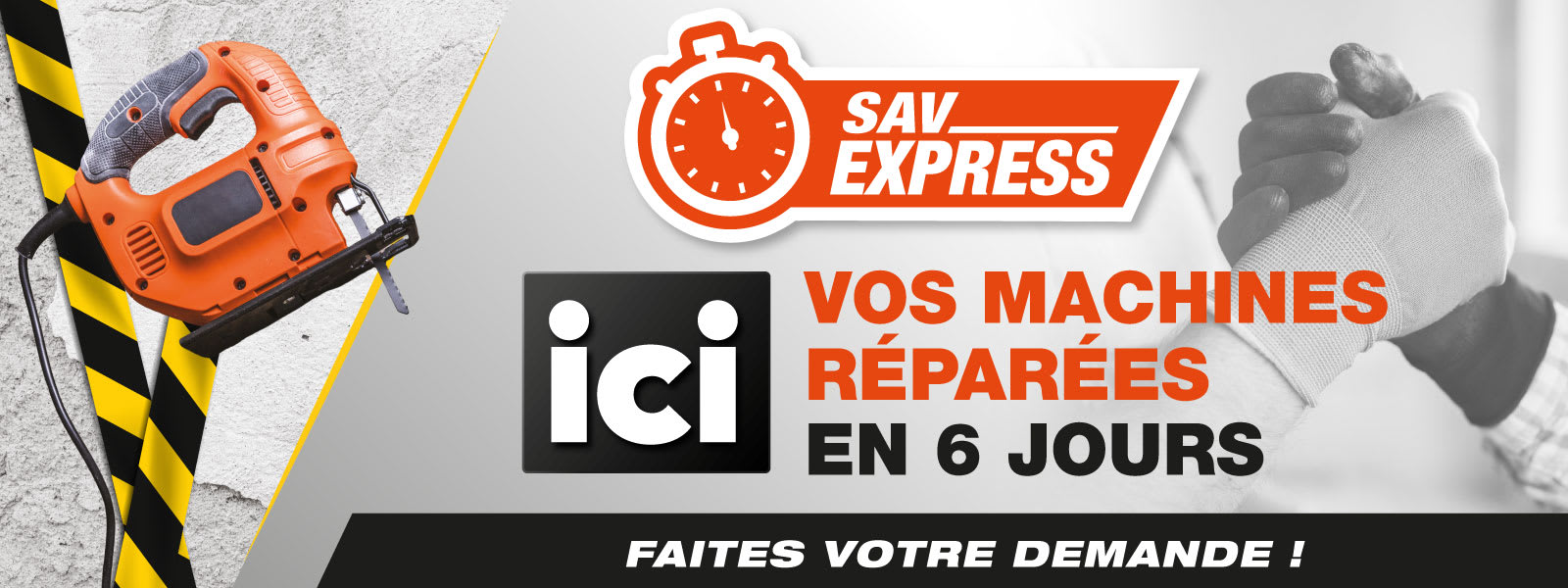 Atelier SAV Champion — technicien en cours de diagnostic sur machine professionnelle