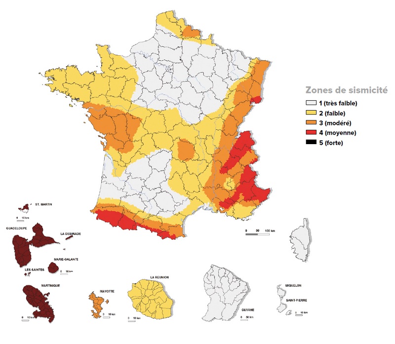 Zonage sismique de la France