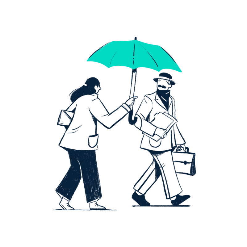 Femme tenant un parapluie pour un homme