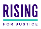 Logo for "Rising for Justice Inc"