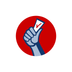 Logo for "VOTERIDERS"