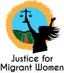 Logo for "JUSTICE FOR MIGRANT WOMEN"