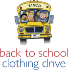 Logo for "BACK TO SCHOOL CLOTHING DRIVE ASSOCIATION"