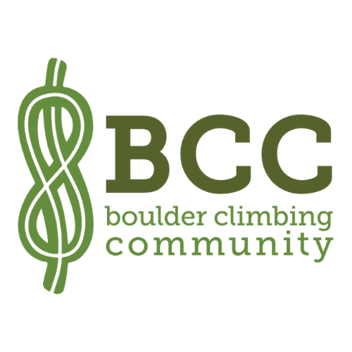 Logo for "BOULDER CLIMBING COMMUNITY"
